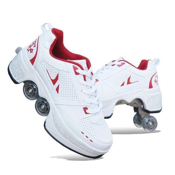 Roller Shoes, Adulte Chaussure Roller Kick Roller LED avec Lumières en 5  Couleurs Skate Shoes,Patins A roulettes 4 Roues Patins A roulettes Casual  Sneakers,White-EUR37 : : Sports et Loisirs